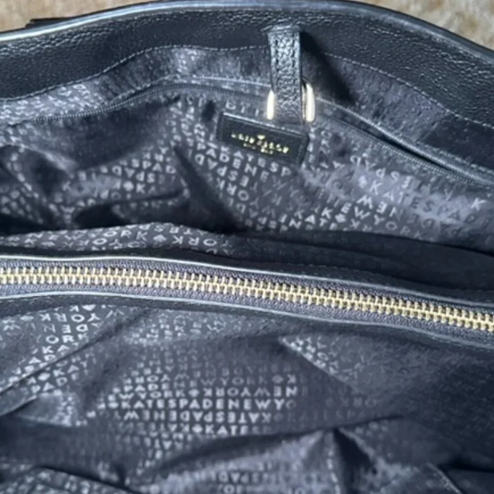 Kate Spade Larchmont Avenue Evangelie Satchel - Black with Gold Hardware - Picture 9 of 14